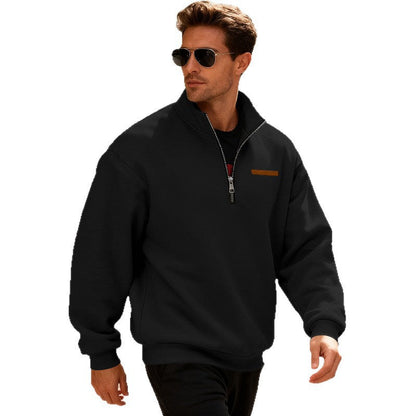 Herren Sportpullover Halbhoch Reißverschluss Modern