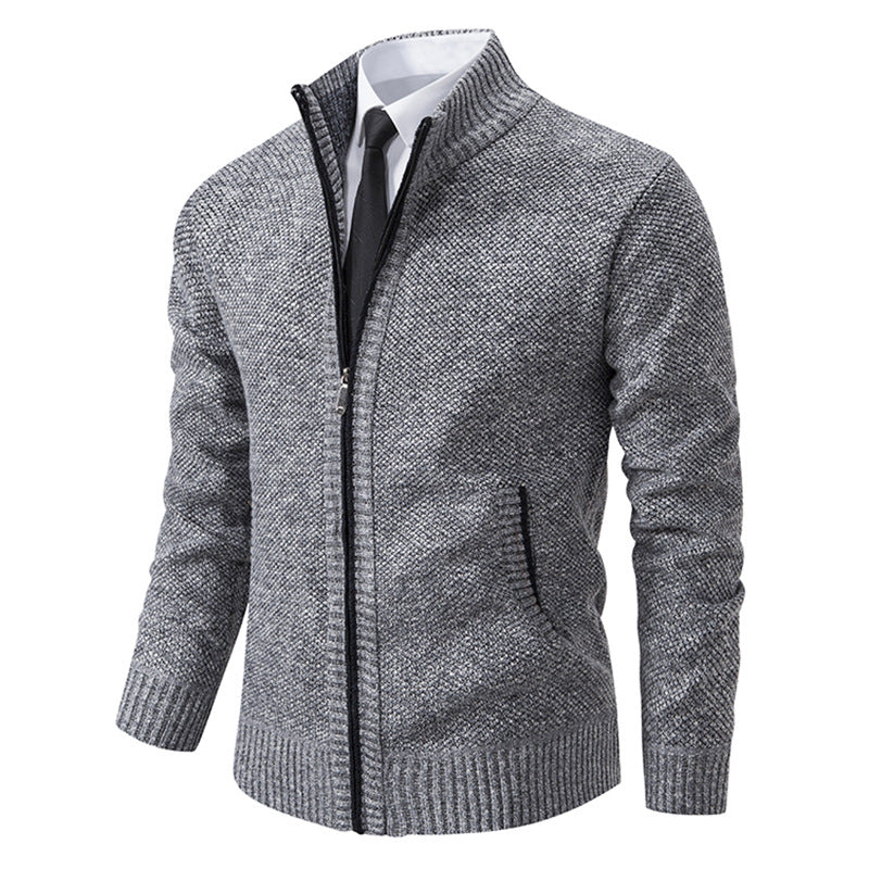 Herren Strickjacke Elegante Hochkragen Reißverschluss