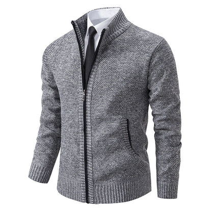 Herren Strickjacke Elegante Hochkragen Reißverschluss