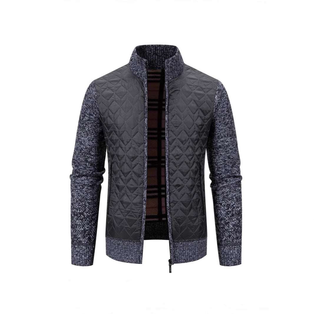 Herren Steppjacke Elegante Strickoptik Hochkragen Modisch