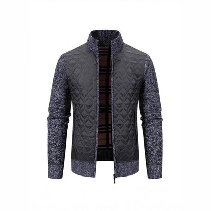 Herren Steppjacke Elegante Strickoptik Hochkragen Modisch