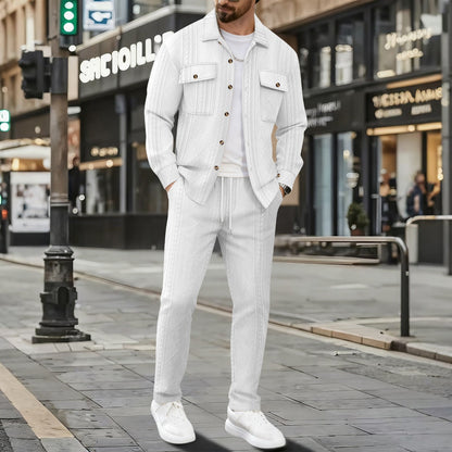 Moderne Herren Strickanzug Set Elegant Grau