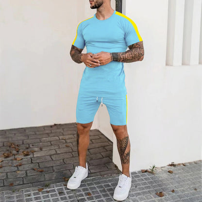 Herren Sport Set Kurzarm mit Kontraststreifen Modern