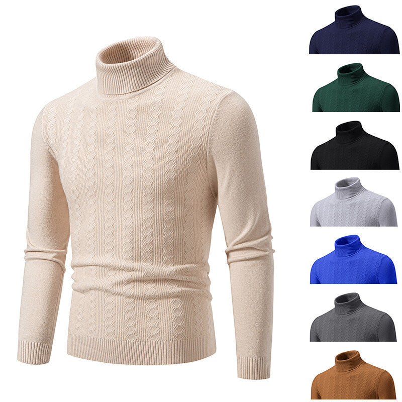 Herren Pullover Rollkragen Struktur Design Modern - BerlinGlamour