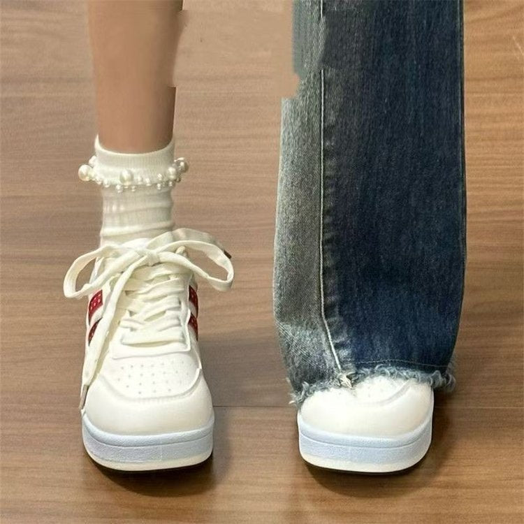 Damen Sneaker Karo-Design Komfortsohle Schwarz