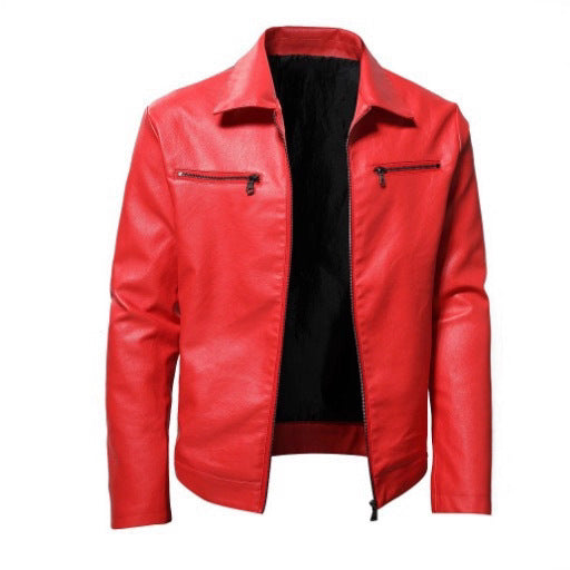 Lederjacke Herren Modern Bikerstil Reißverschluss - BerlinGlamour