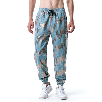 Herren Freizeithose Elastisch Glitzer Effekt Stretch