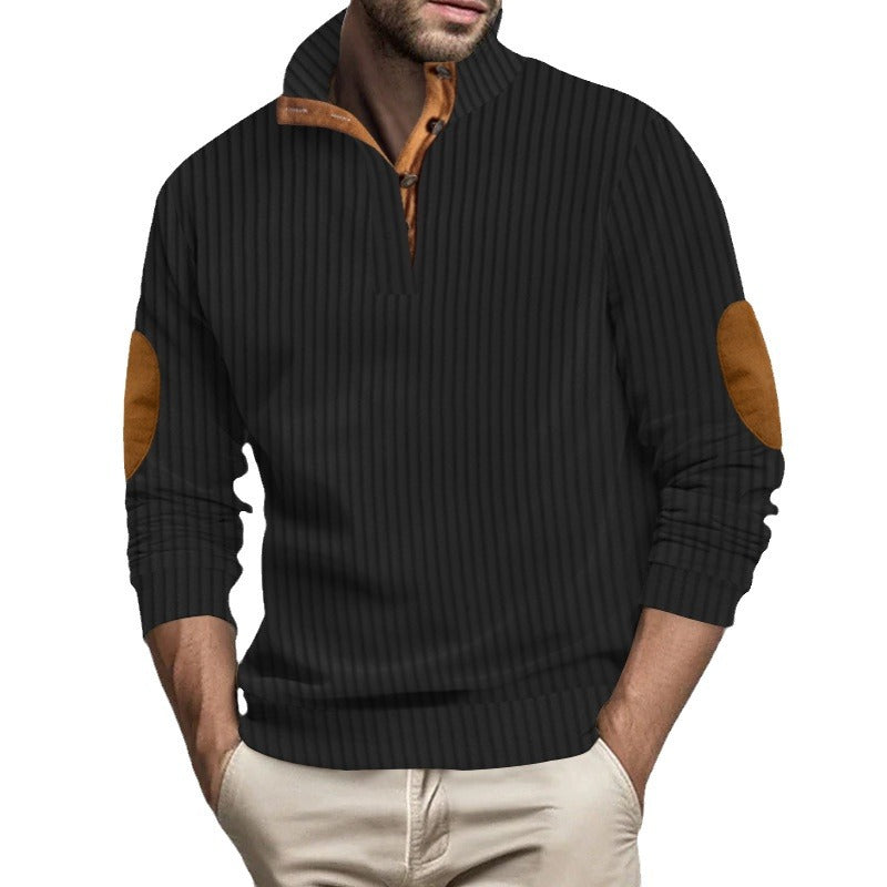 Herren Pullover Modern Leder Details Schwarzwald Style