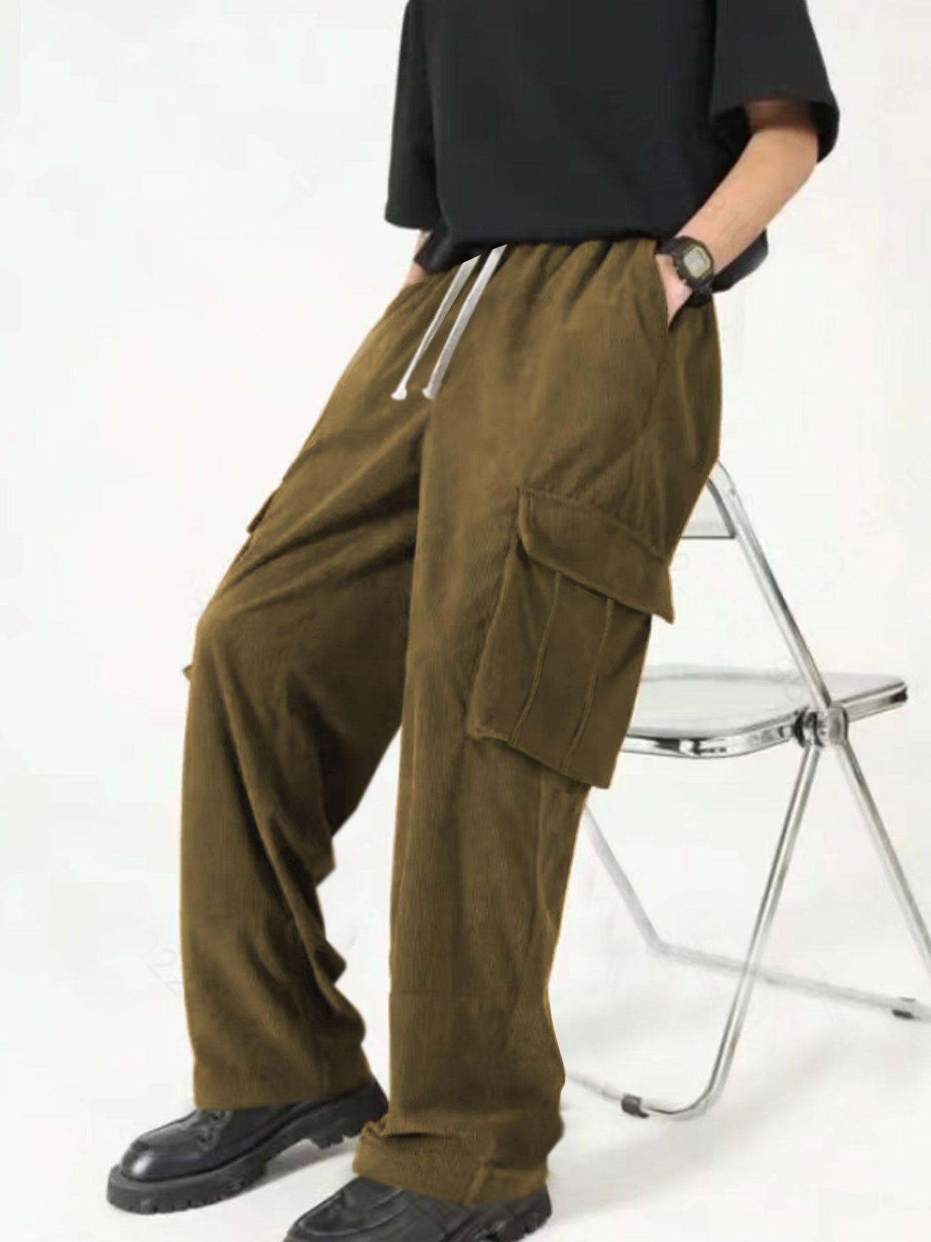 Herren Cargo-Hose mit Kordelzug und Seitentaschen Praktisch