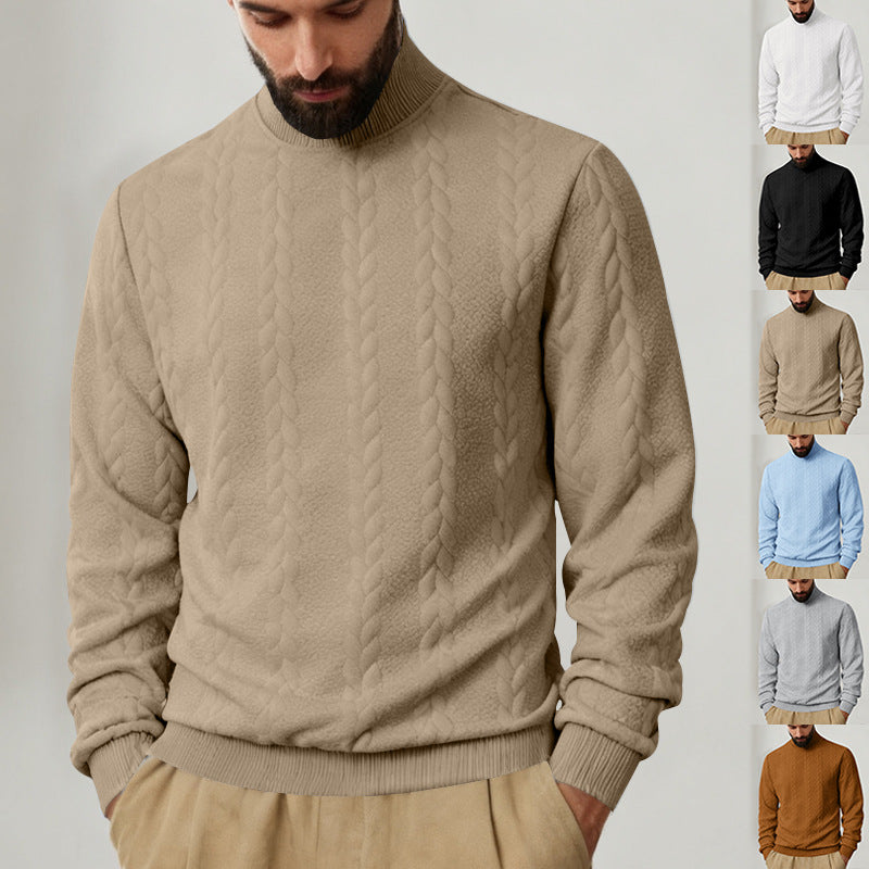Herren Strickpullover Hoher Kragen Zopf Muster Modern