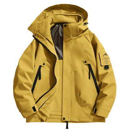 Herren Outdoorjacke Wetterfest Isoliert Kapuze Verstellbar