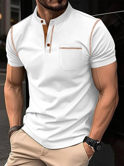 Herren Hemd Modern Kragenknopf Elegант