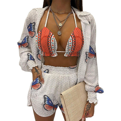 Damen Bikini Set Sommer Modern Butterfly Design Blume