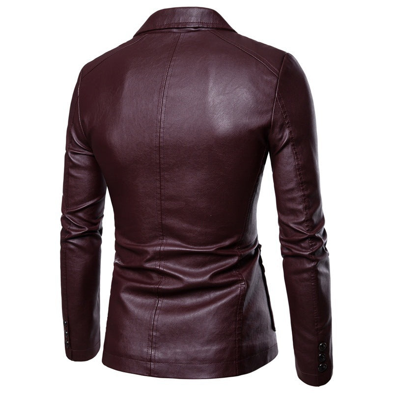 Herren Blazer aus Kunstleder Modern Schnitt mit Taschen