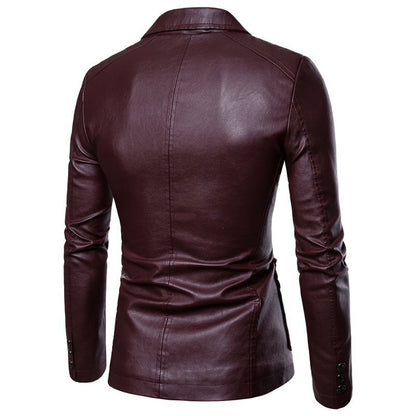 Herren Blazer aus Kunstleder Modern Schnitt mit Taschen