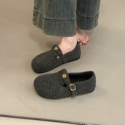 Damen Filzschuhe Elegante Schnalle Warm