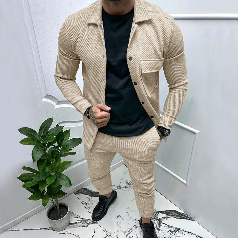 Herren Freizeit-Set mit Struktur-Oberteil und Jogginghosen Modern