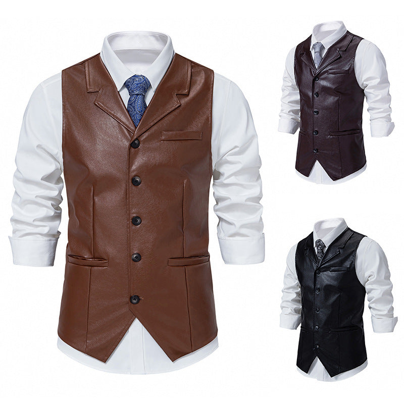 Herren Lederweste Elegant Lederschwarz Modern - BerlinGlamour