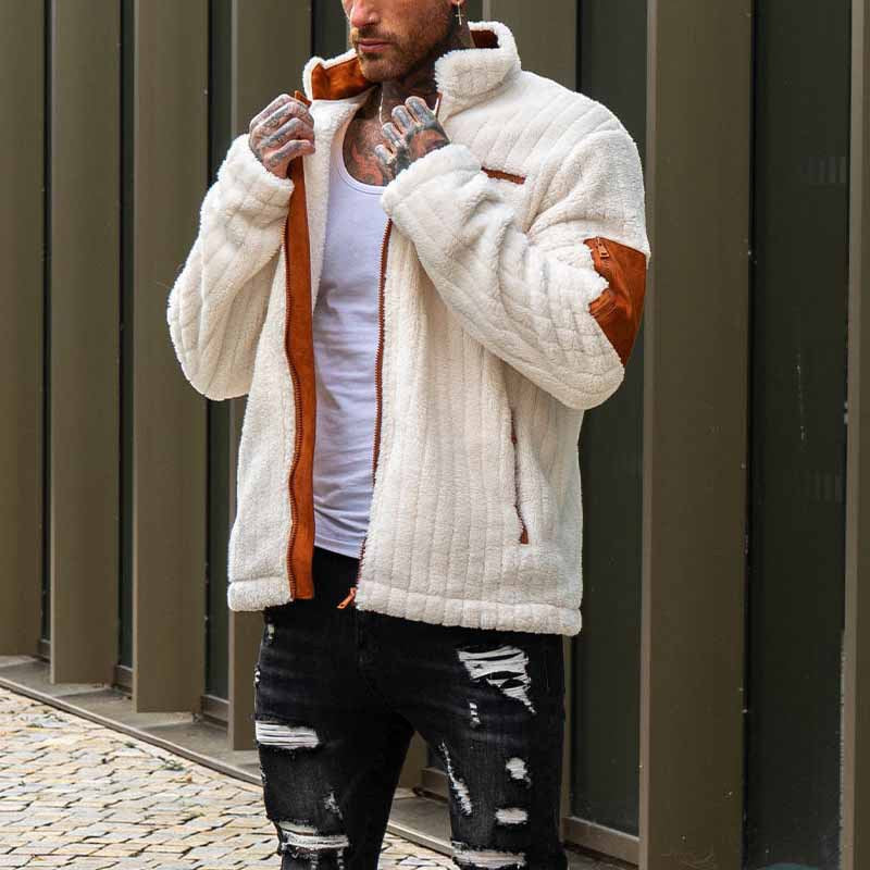 Herren Fleecejacke Kuschelig Warm mit Kontraststreifen