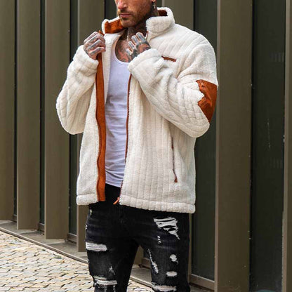 Herren Fleecejacke Kuschelig Warm mit Kontraststreifen