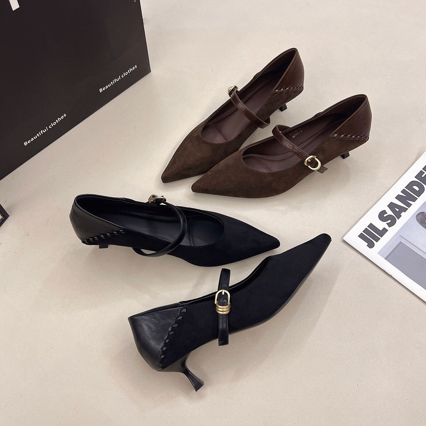 Damen Pumps mit Schnalle Elegant Hochzeitsschuhe
