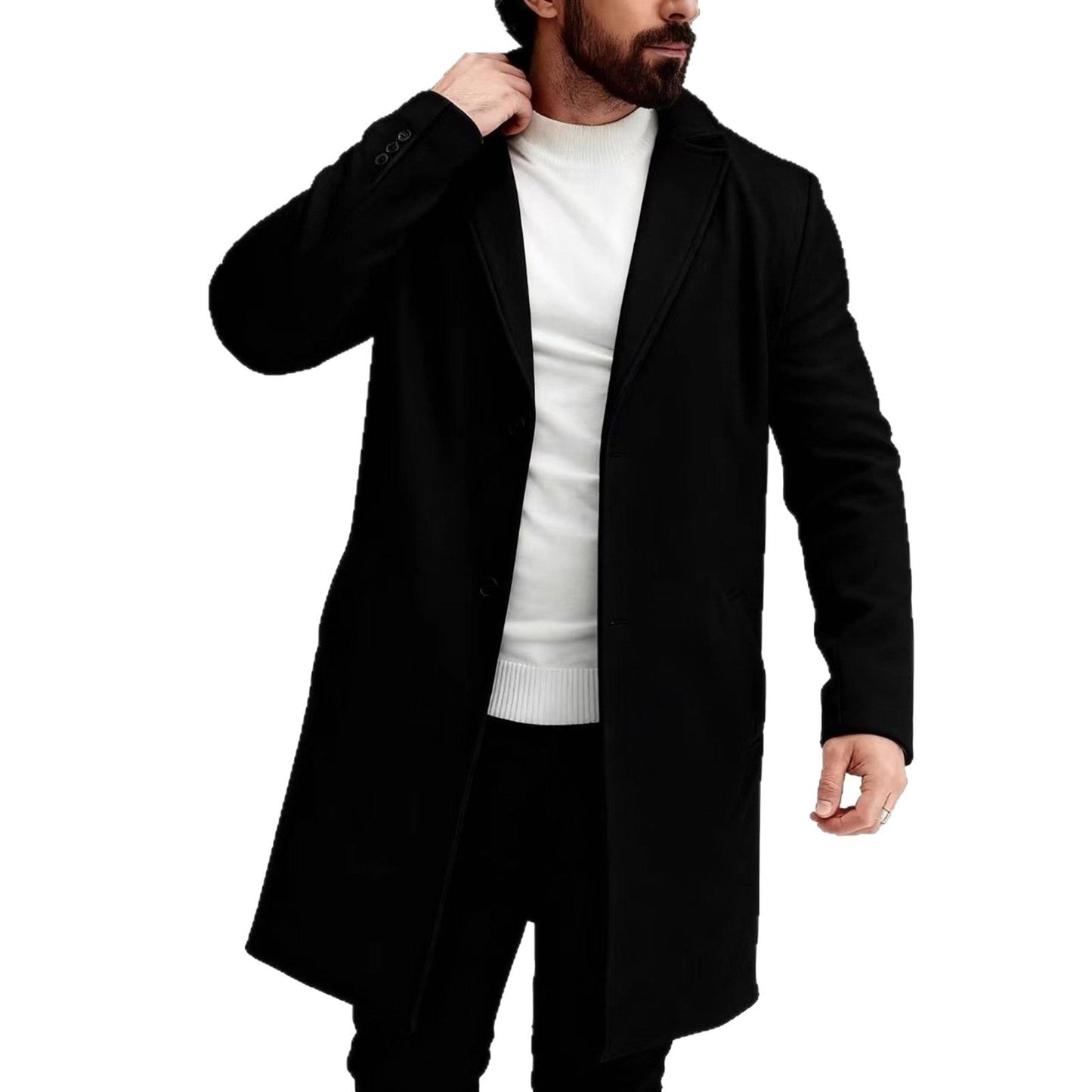 Herren Wintermantel Eleganter dunkler Langmantel Modern