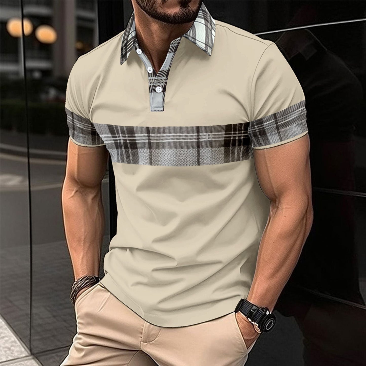 Herren Hemd Karo Kurzarm Modern Berlin Style