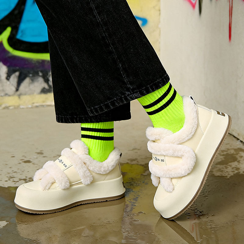 Damen Sneaker Weich Plüsch Schuhe Bequem Komfort