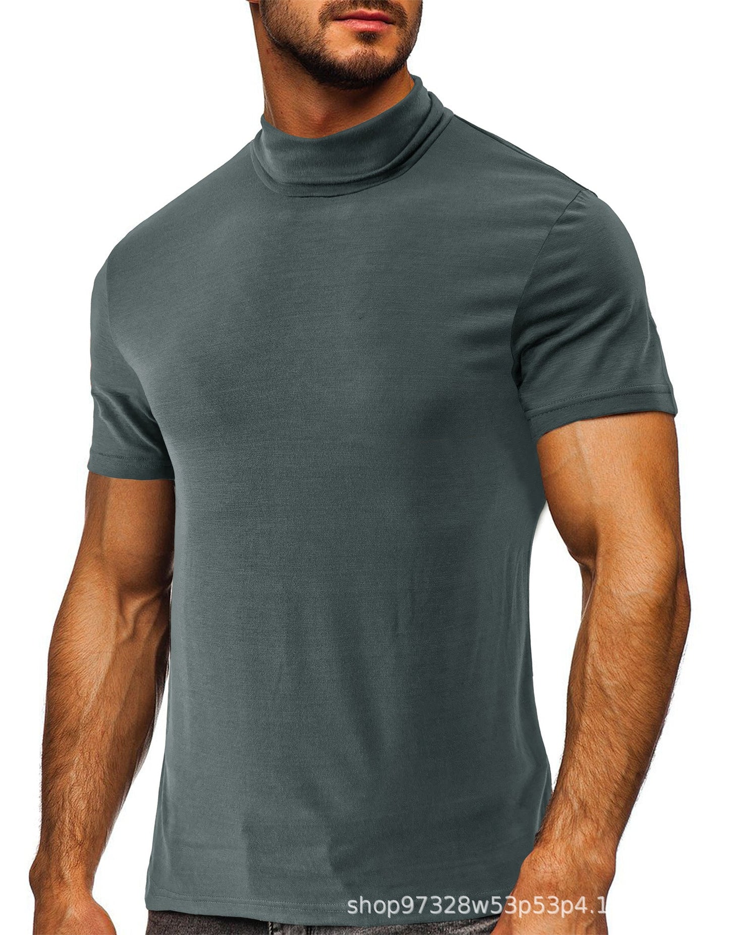 Herren T-Shirt Kurzarm Modern mit Rollkragen Trendy
