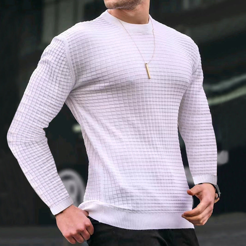 Herren Langarmshirt Rundhals Modern Strukturiert