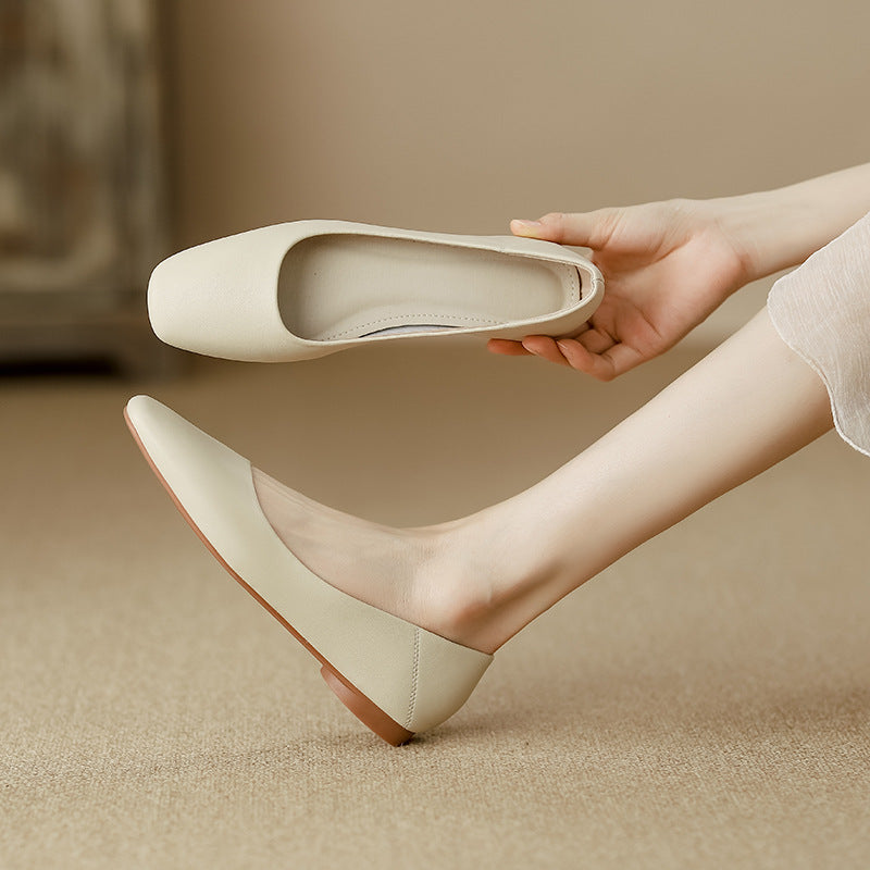 Damen Ballerinas Elegante Komfort Lederschuhe