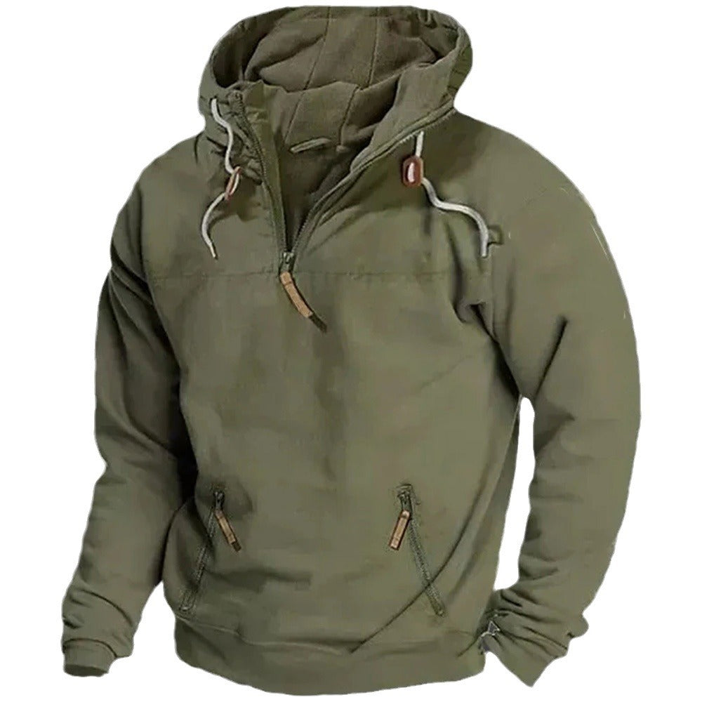 Herren Pullover Lässig Reißverschluss Kängurutasche Größe XL