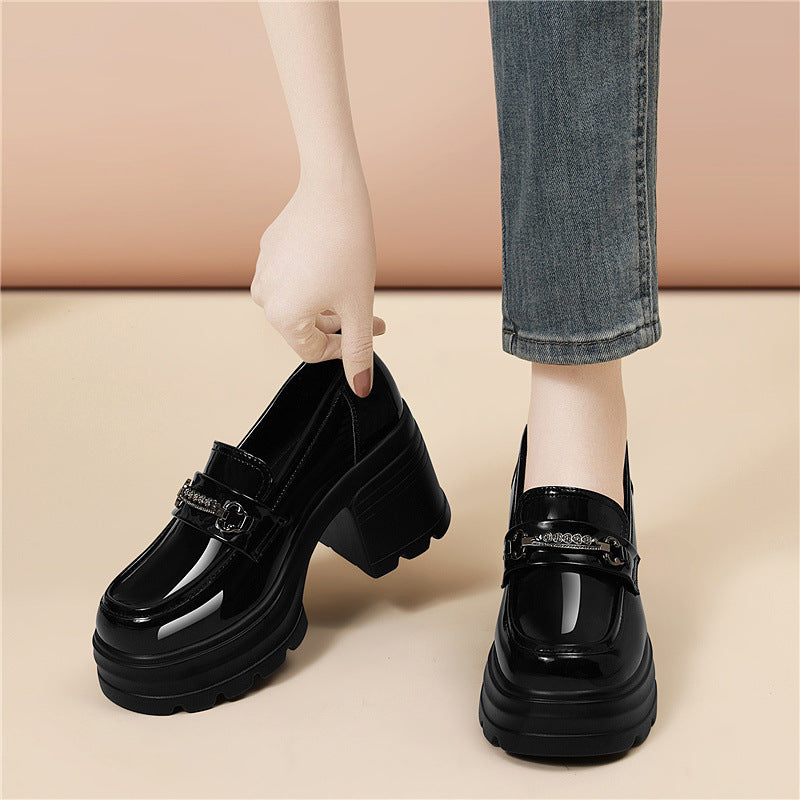 Damen Plateau Schuhe Mit Schnalle Hoch Modisch