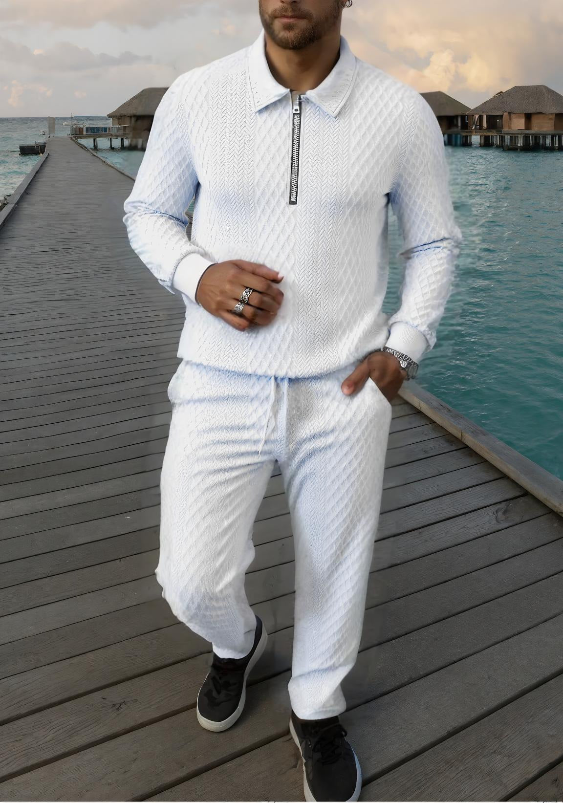 Herren Strickanzug Atmungsaktiv Elegante Optik Stehkragen