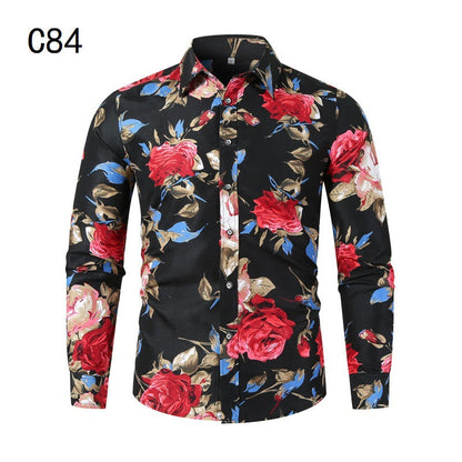 Herren Hemd Langarm Modern Floral Style