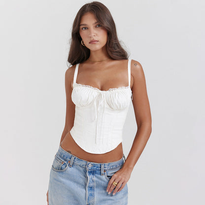 Damen Top mit Rüschendetails und verstellbaren Trägern Elegant