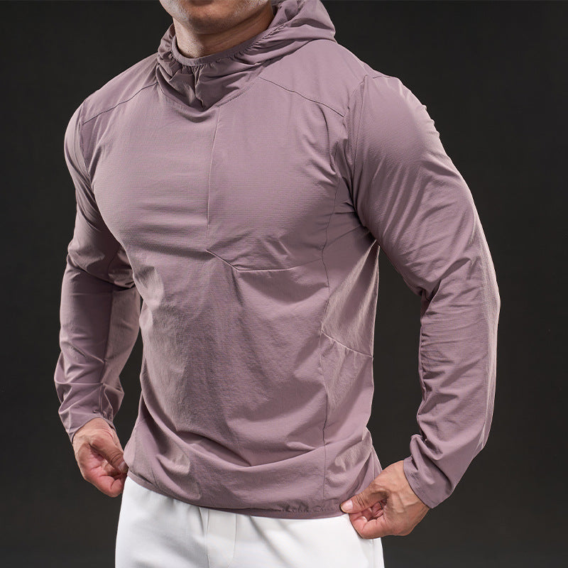 Herren Langarmshirt Atmungsaktiv Kapuze Sportlich
