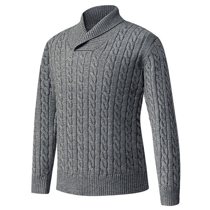 Herren Pullover Grobstrick Modern mit Schalkragen und Zopfmuster