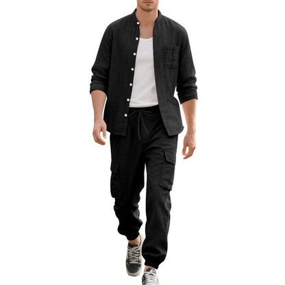 Herren Cargo-Hose Lässig mit Overshirt Hemd Set Leicht