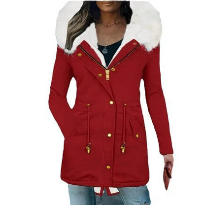 Damen Winterjacke Gefüttert Warm mit Abnehmbarer Kapuze