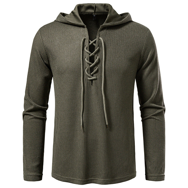 Herren Kapuzenpullover Struktur Design Schnürung Modern