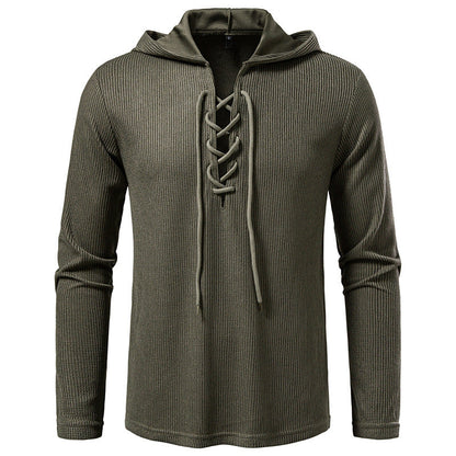 Herren Kapuzenpullover Struktur Design Schnürung Modern