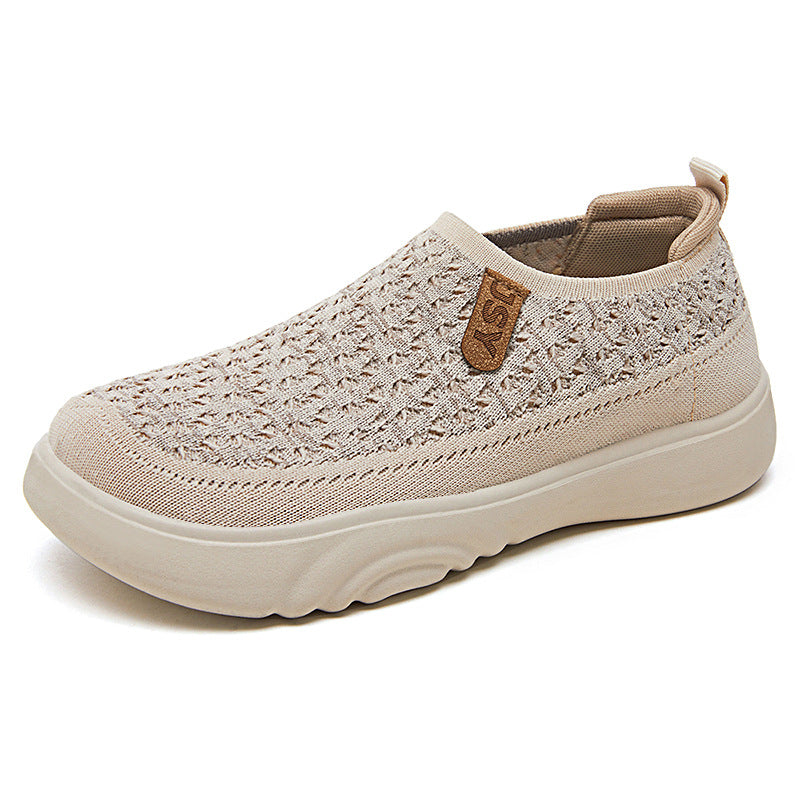 Damen Sneaker Slip-On Elastisch Bequem Weißen