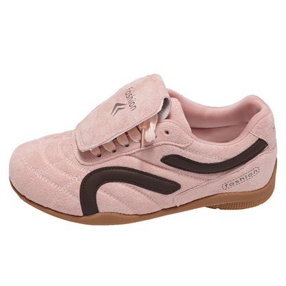 Damen Sneaker Sportlich mit Klettverschluss Wildleder Optik
