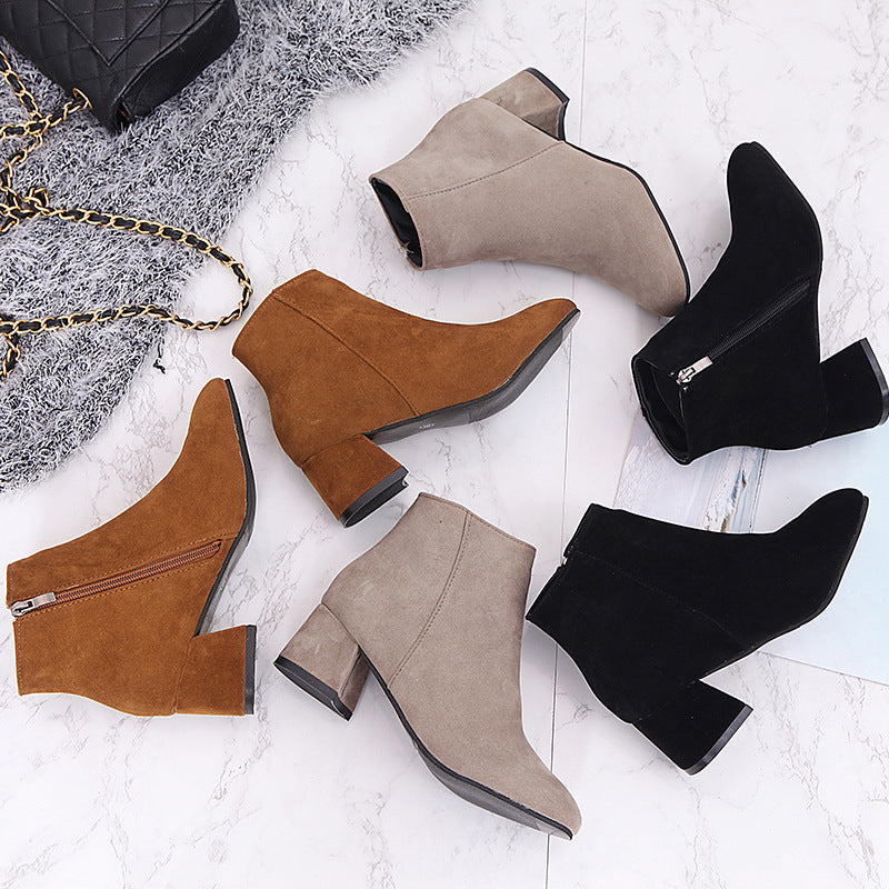 Damen Stiefeletten Elegant Reißverschluss Weich Lederobermaterial