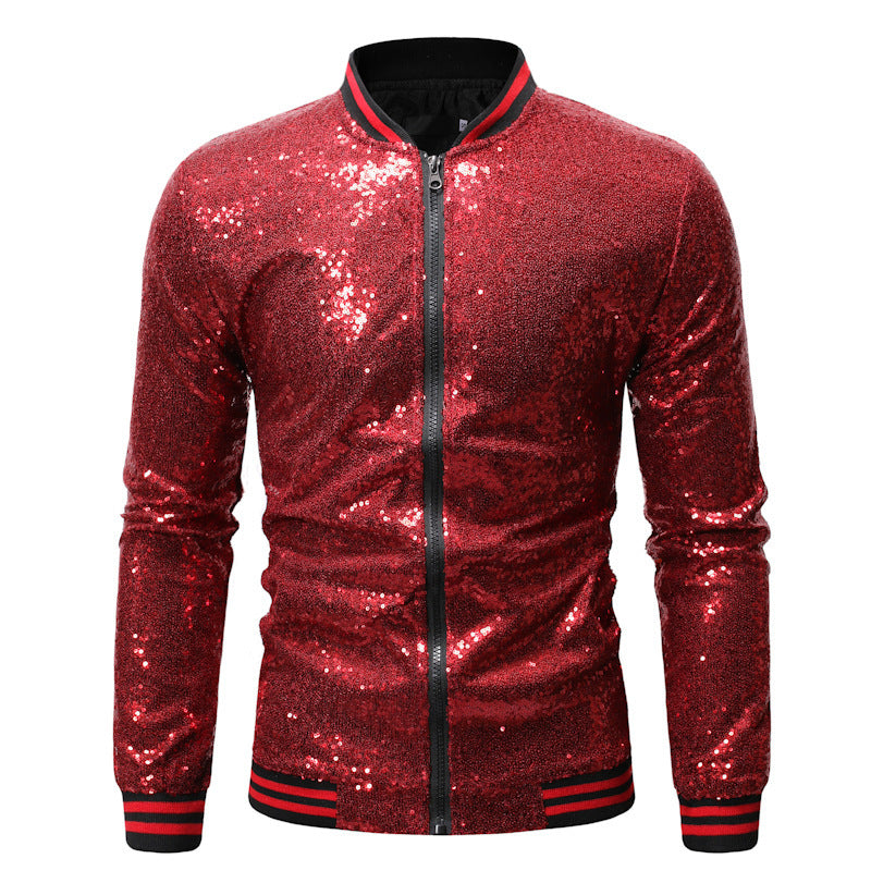 Herren Sportjacke Glitzernd mit Reißverschluss Elastisch - BerlinGlamour