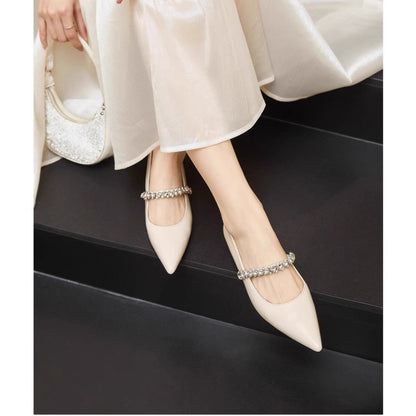 Damen Pumps Slingback mit Kristallriemen Elegant Schuhe