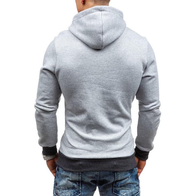 Herren Kapuzenpullover Stylish Reißverschluss Kontrast Ärmel
