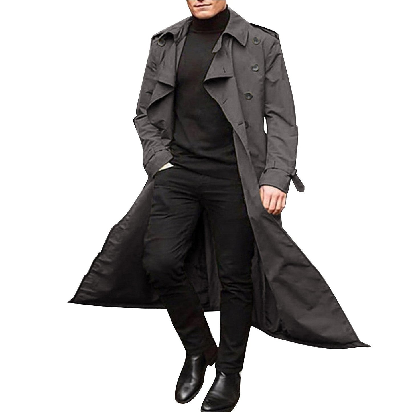 Herren Trenchcoat Modern Elegant Schwarz