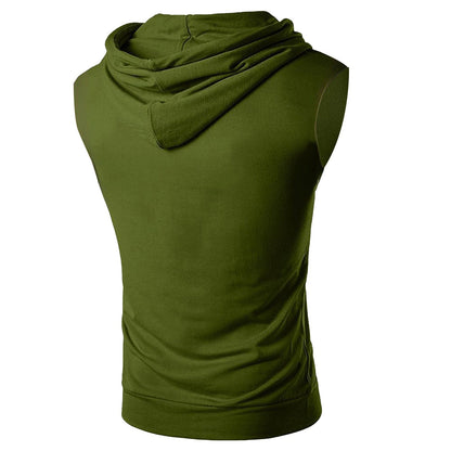 Herren Kapuzenshirt Ärmellos atmungsaktiv mit Kängurutasche